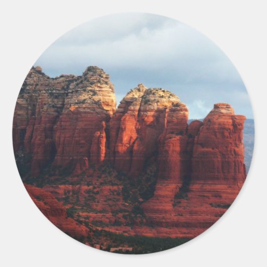 Cloudy Coffee Pot Rock in Sedona Arizona Ronde Sticker (Voorkant)