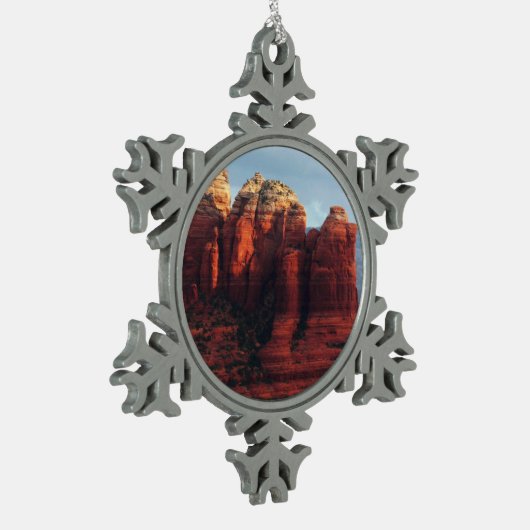 Cloudy Coffee Pot Rock in Sedona Arizona Tin Sneeuwvlok Ornament (Links)