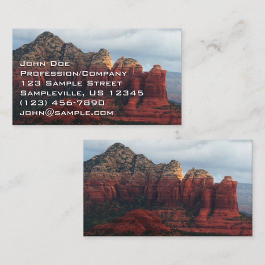 Cloudy Coffee Pot Rock in Sedona Arizona Visitekaartje (Voorkant / Achterkant)