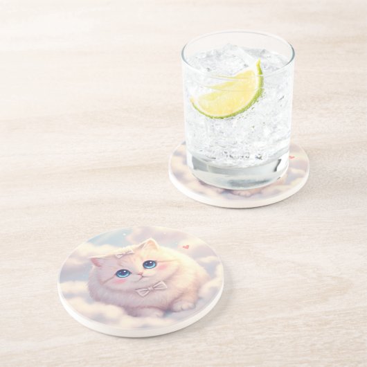 Cloudy Cuddle Cat Onderzetter (Zijkant)