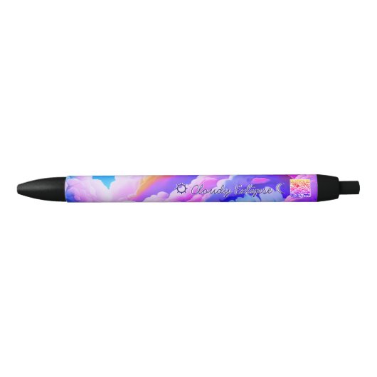 Cloudy Eclipse Paarse Hemel Promotiepen Zwarte Inkt Pen (Voorkant)