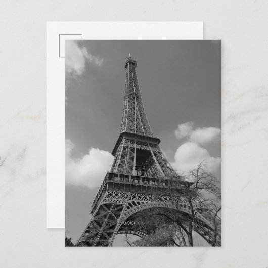 Cloudy Eiffel in Black and White, 2015 Briefkaart (Voorkant / Achterkant)