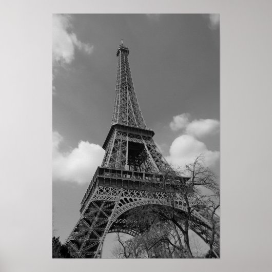 Cloudy Eiffel in Black and White, 2015 Poster (Voorkant)