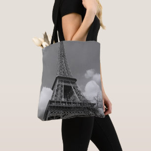 Cloudy Eiffel in Black and White, 2015 Tote Bag