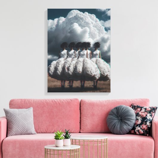Cloudy Fashion Glitch Portrait  Canvas Afdruk (Insitu (Woonkamer))