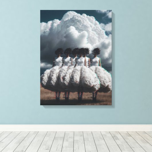 Cloudy Fashion Glitch Portrait  Canvas Afdruk (Insitu (Houten vloer))