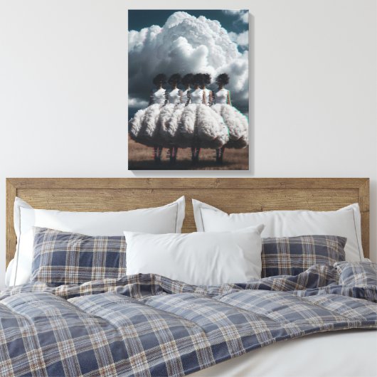 Cloudy Fashion Glitch Portrait  Canvas Afdruk (Insitu (Slaapkamer))