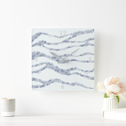 Cloudy Grey Zebra Eraser Scratch Art Vierkante Klok (Huis)