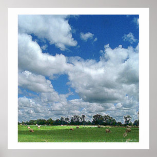Cloudy Hay Field Poster