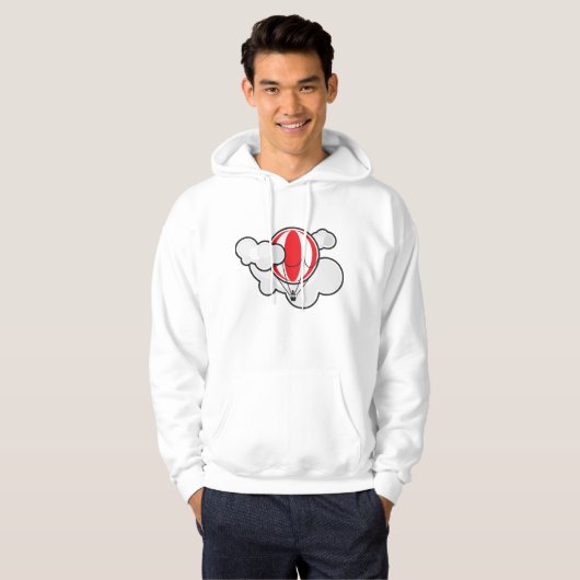 Cloudy Hot Air Ballon Mannen Hoodie (Voorkant volledig)