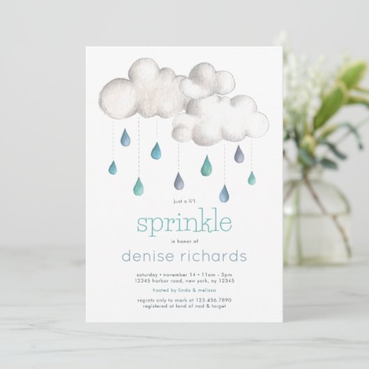 Cloudy met kans op Sprinkles Baby shower Kaart (Staand voorkant)