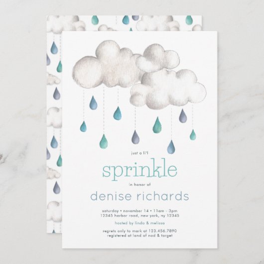 Cloudy met kans op Sprinkles Baby shower Kaart (Voorkant / Achterkant)