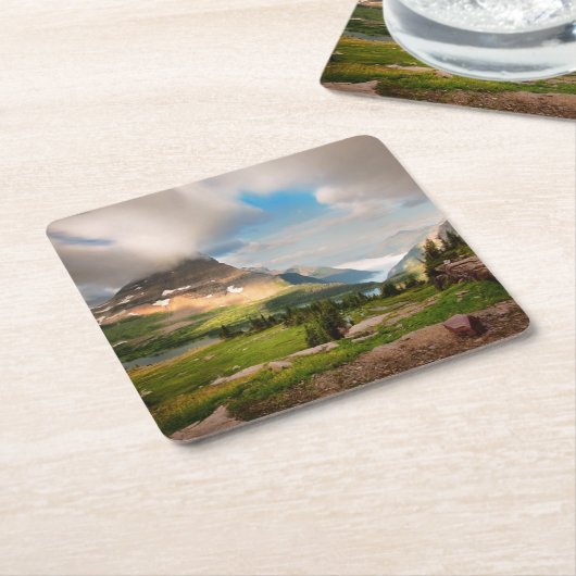 Cloudy Mountains | Alpenmeer Kartonnen Onderzetters (Schuin)