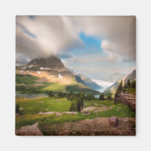 Cloudy Mountains | Alpenmeer Magneet (Voorkant)