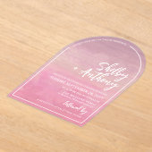 Cloudy Pastel Paarse Violet Arch Lijst bruiloft Acryl Uitnodigingen (Laagn)