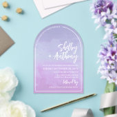 Cloudy Pastel Paarse Violet Arch Lijst bruiloft Acryl Uitnodigingen (Insitu (Huwelijk))