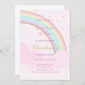 Cloudy Rainbow Birthday uitnodiging (Voorkant / Achterkant)