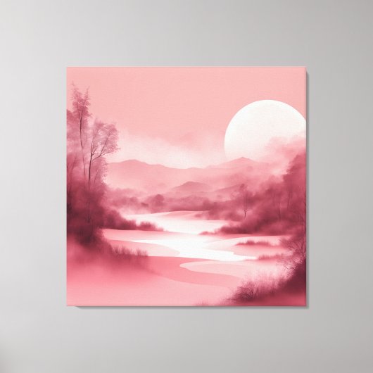 Cloudy Roos Landscape AI art Canvas Afdruk (Voorkant)
