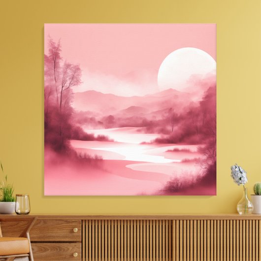 Cloudy Roos Landscape AI art Canvas Afdruk (Insitu (Woonkamer))