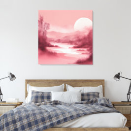 Cloudy Roos Landscape AI art Canvas Afdruk