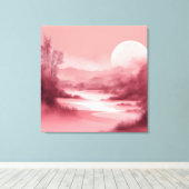 Cloudy Roos Landscape AI art Canvas Afdruk (Insitu (Houten vloer))