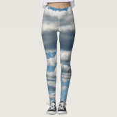 Cloudy Skies Blauw-witte Leggings (Voorkant)