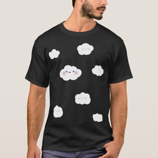 Cloudy Sky Fluffy Smiling Clouds Graphic T-shirt (Voorkant)
