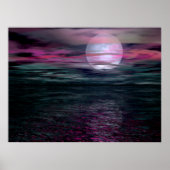 Cloudy Sky Ocean Moon Rise Poster (Voorkant)