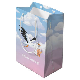 Cloudy Sky Stork Selfie Baby Shower Medium Cadeauzakje