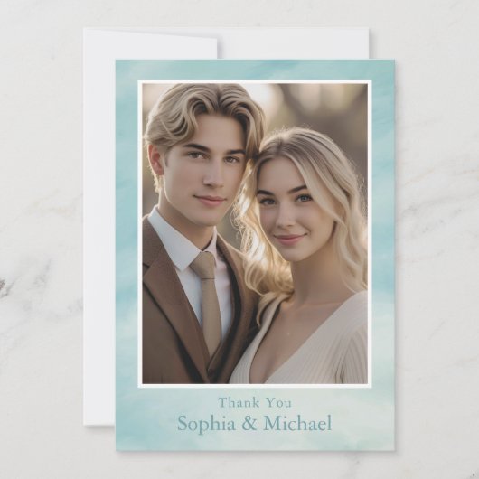 Cloudy Sky Wedding Bedankt Card Soft Romantisch (Voorkant)