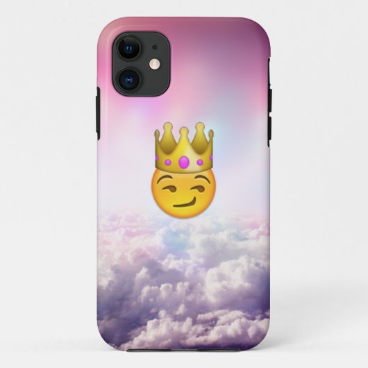Cloudy Smirk Crown Emoji iPhone Case (Achterkant)