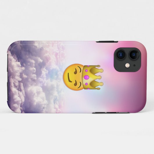 Cloudy Smirk Crown Emoji iPhone Case (Achterkant (horizontaal))