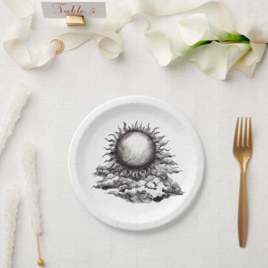 Cloudy Sun Papieren Bordje (Huwelijk)