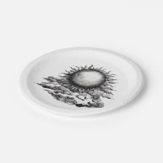 Cloudy Sun Papieren Bordje (Gekanteld)