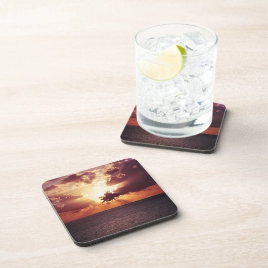Cloudy Sunset Over Zee Horizon Bier Onderzetter (Rechterzijde)