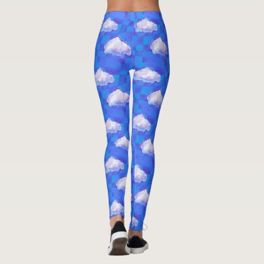 Cloudy Surreal Sky check Print Leggings (Achterkant)
