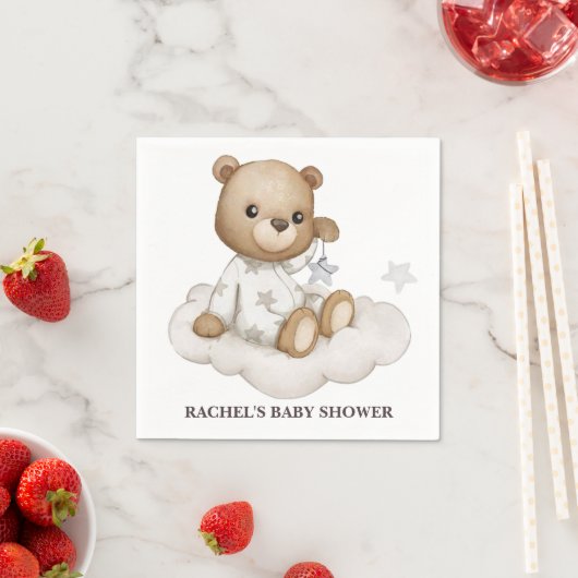 Cloudy Teddy Bear Baby shower servetten (Insitu)