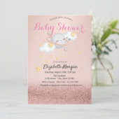 Clous Stars Planet Roos Gold Bokeh Baby shower Kaart (Staand voorkant)