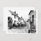 Clovelly Village Sketch, Devon Verenigd Koninkrijk Briefkaart (Voorkant / Achterkant)