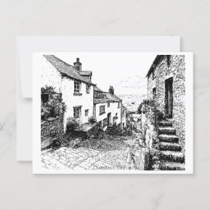 Clovelly Village Sketch, Devon Verenigd Koninkrijk Briefkaart