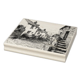 Clovelly Village Sketch, Devon Verenigd Koninkrijk Rubberstempel