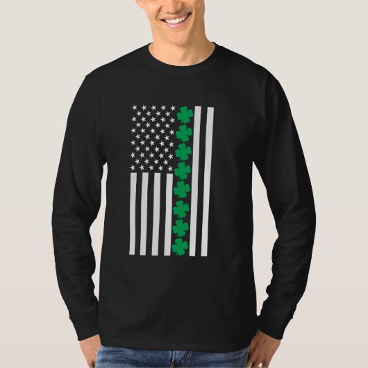 Clover American Flag Shamrock St Patricks Day Iris T-shirt (Voorkant)