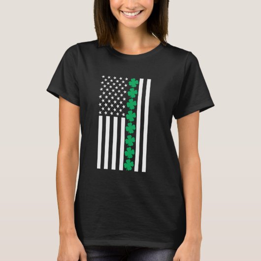 Clover American Flag Shamrock St Patricks Day Iris T-shirt (Voorkant)