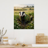 Clover Badger Meadow Luck Poster (Keuken)
