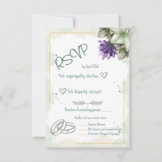 Clover Bloesem Aquarel Bloemen RSVP Kaartje (Voorkant)