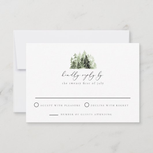 CLOVER Bohemen Waterverf Pine Tree RSVP Kaart (Voorkant)