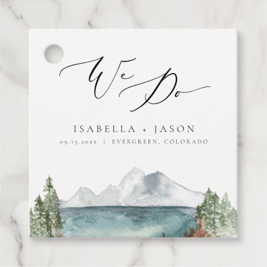 CLOVER Boho Rustic Mountain Lake Wedding Bedankjes Labels (Voorkant)