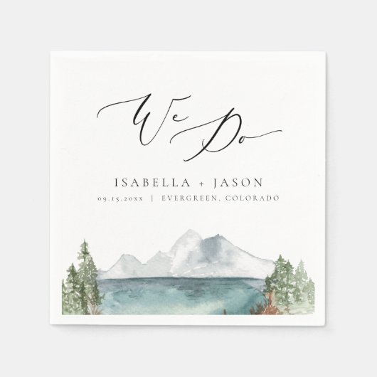CLOVER Boho Rustic Mountain Lake Wedding Servet (Voorkant)