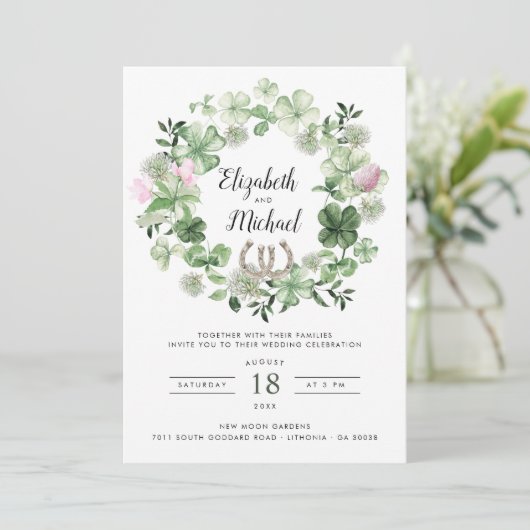 Clover Botanische Groene Krans | Hoefijzers Kaart (Staand voorkant)