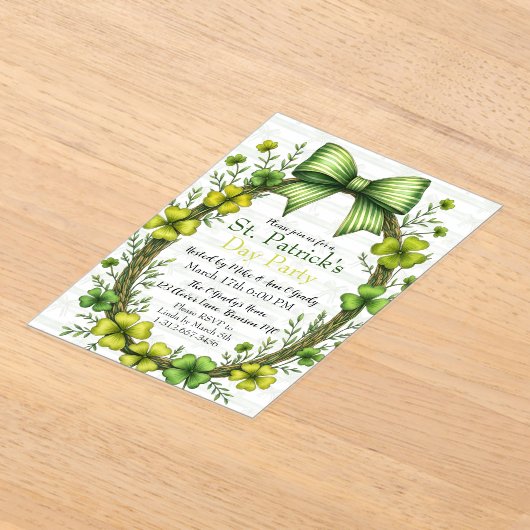 Clover & Bow St. Patrick’s Day Party Design Acryl Uitnodigingen (Laagn)